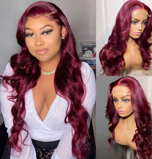 "Giving Hell" 20" Frontal Burgundy Wig